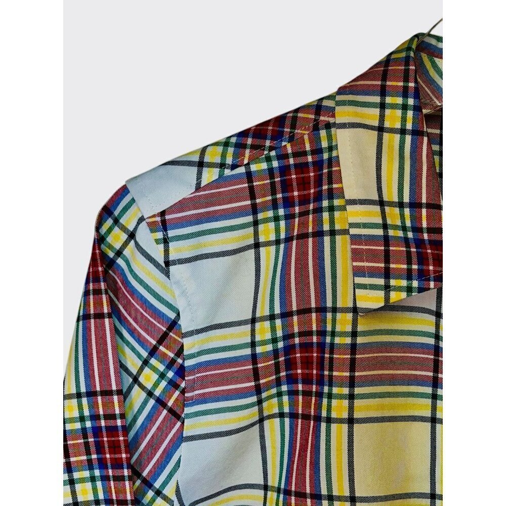 Talbots Party Plaid 100% Cotton Button Front Shirt Size M Multicolor - Picture 5 of 8